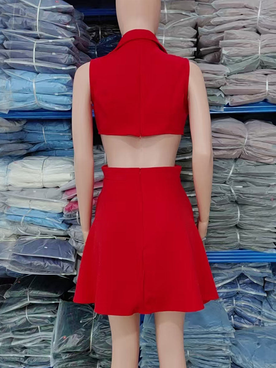 Women Summer French Polo Neck Sleeveless Dress 6