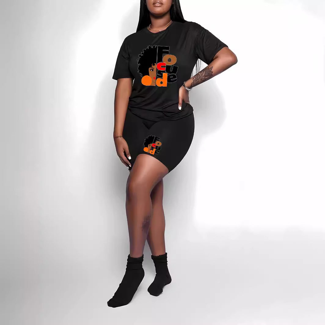 Women Printed Round Neck Casual Two-Piece Set 3