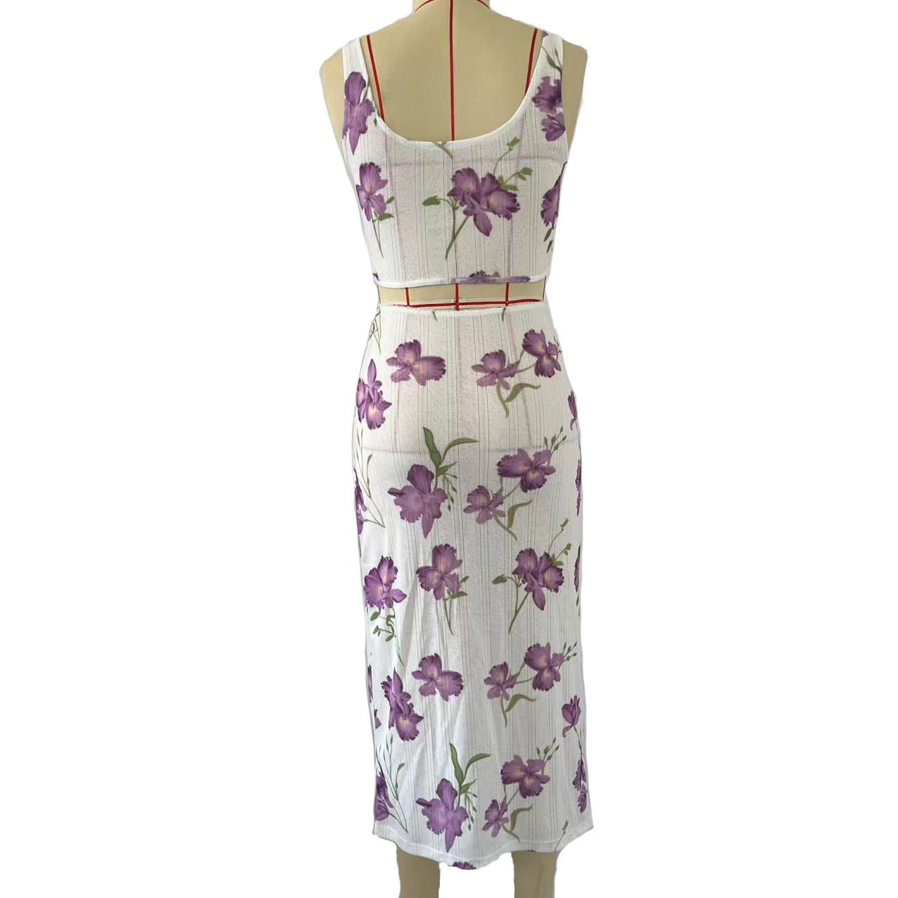 Women's Sexy Printed Camisole Slim Bodycon Skirt Two Piece Set 7