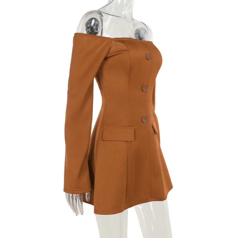 Summer Fashion Chic Slim Fit Off Shoulder Long Sleeve Bodycon Dress 9