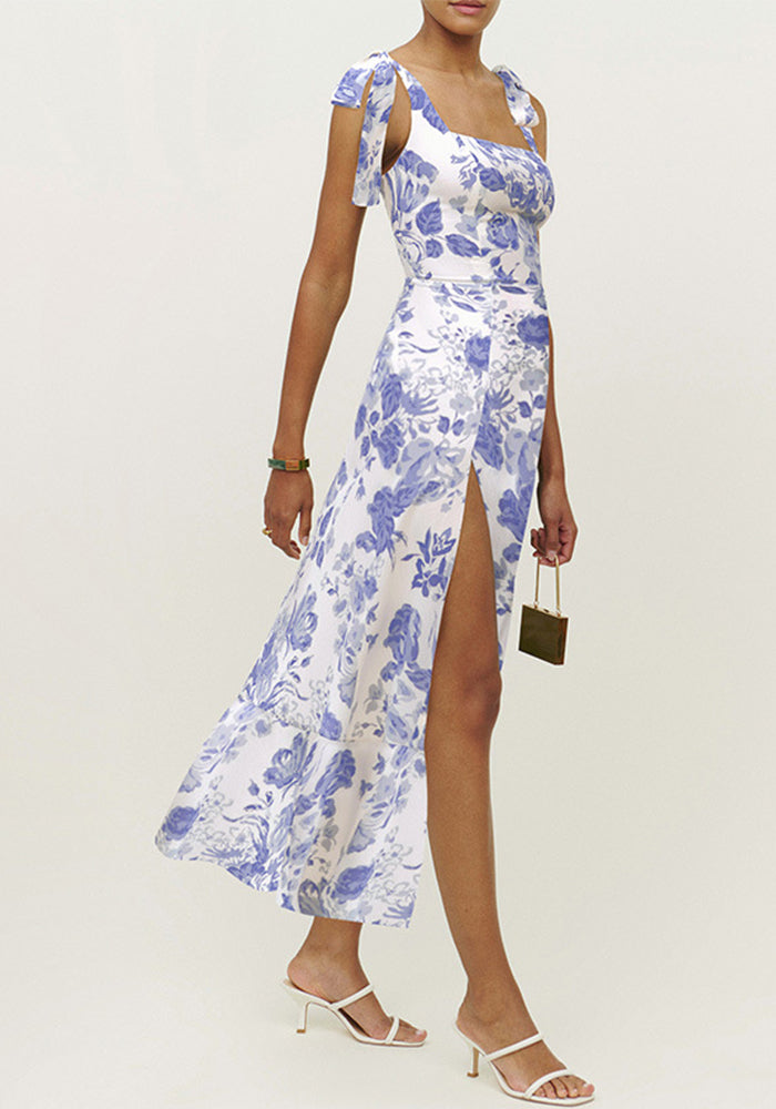 Summer Women's Floral Slit Strap Long Dress