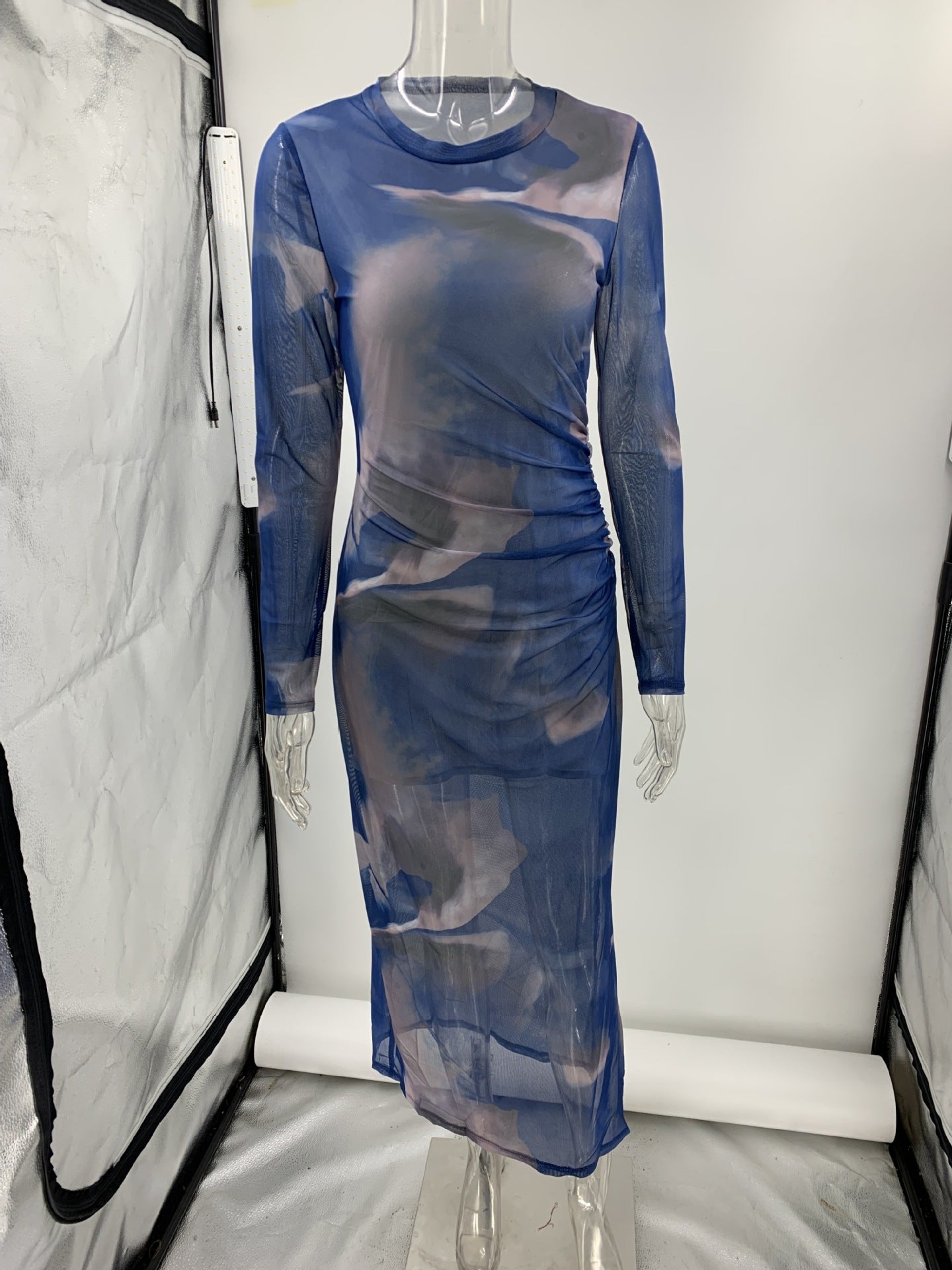 Autumn Mesh Sexy Printed Slim Long-Sleeved Dress 12