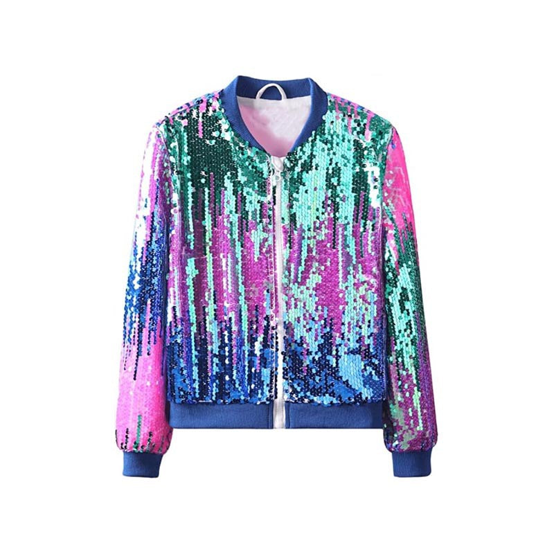 Children's Clothing Sequin Multi-Color Contrast Color Trendy Jacket