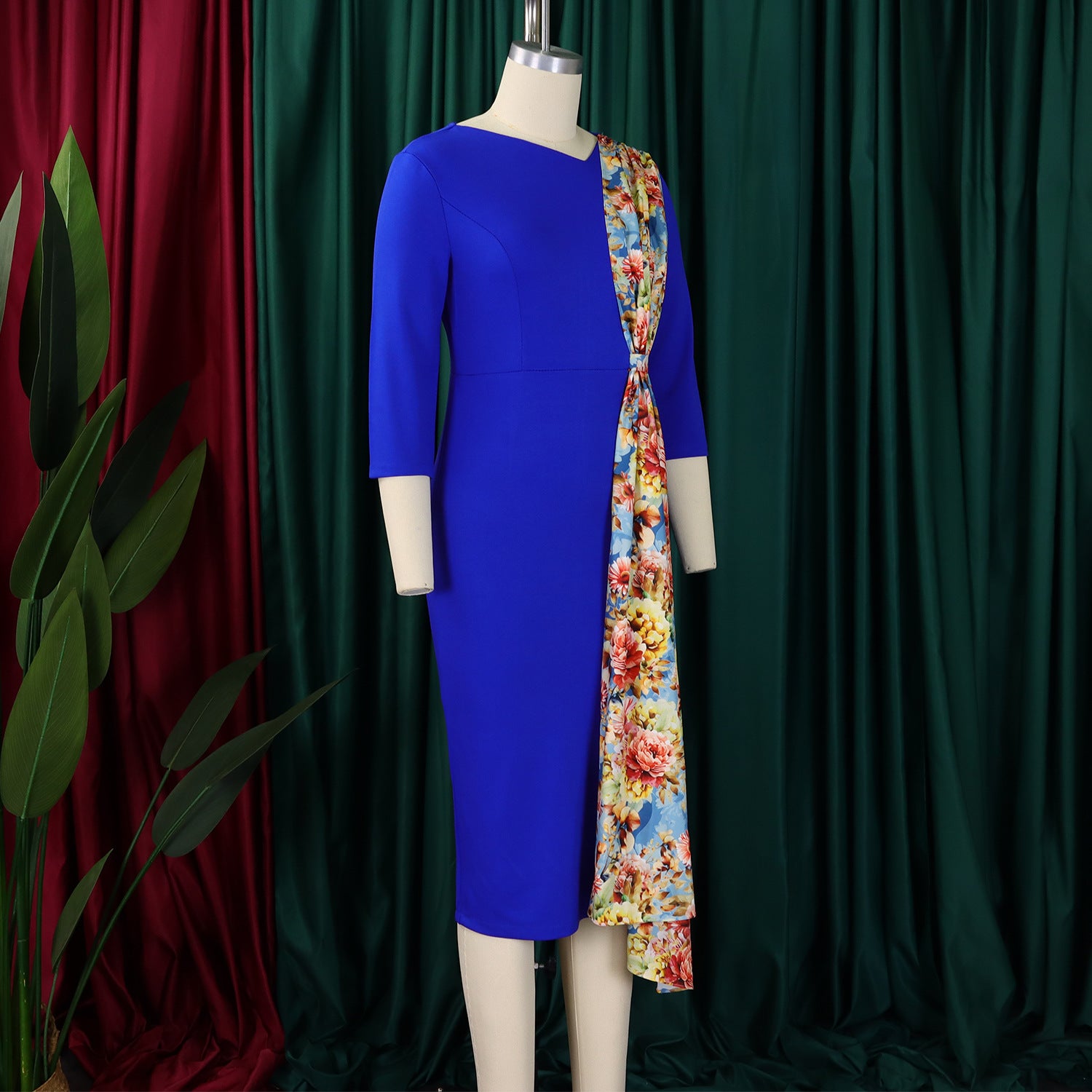 Plus Size Women's Chic OL Elegant Patchwork African Dress 17