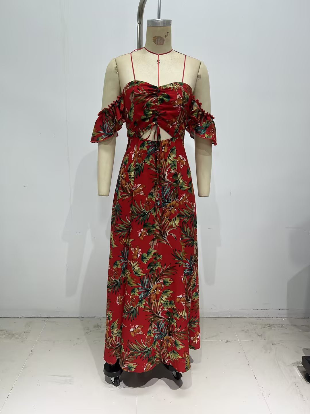 Summer Women print hollow strap Strapless sexy and elegant Backless Dress 4