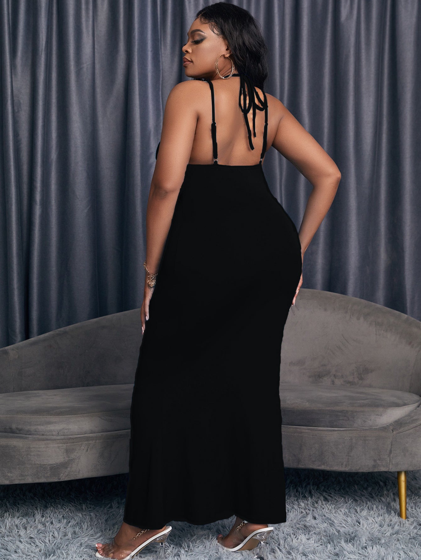 Spring And Summer Plus Size Women's Sexy Straps Slim Bodycon Long Dress