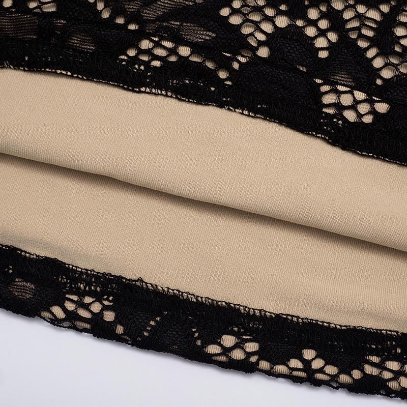 Women's Lace See-Through Long Sleeve Top & Tight Fitting Pants Two-Piece Set 26