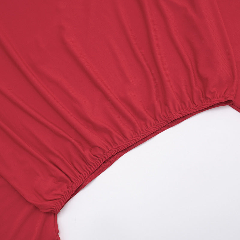 Women Off-Shoulder Bell Bottom Long-Sleeved Top and Skirt Two-Piece Set 37