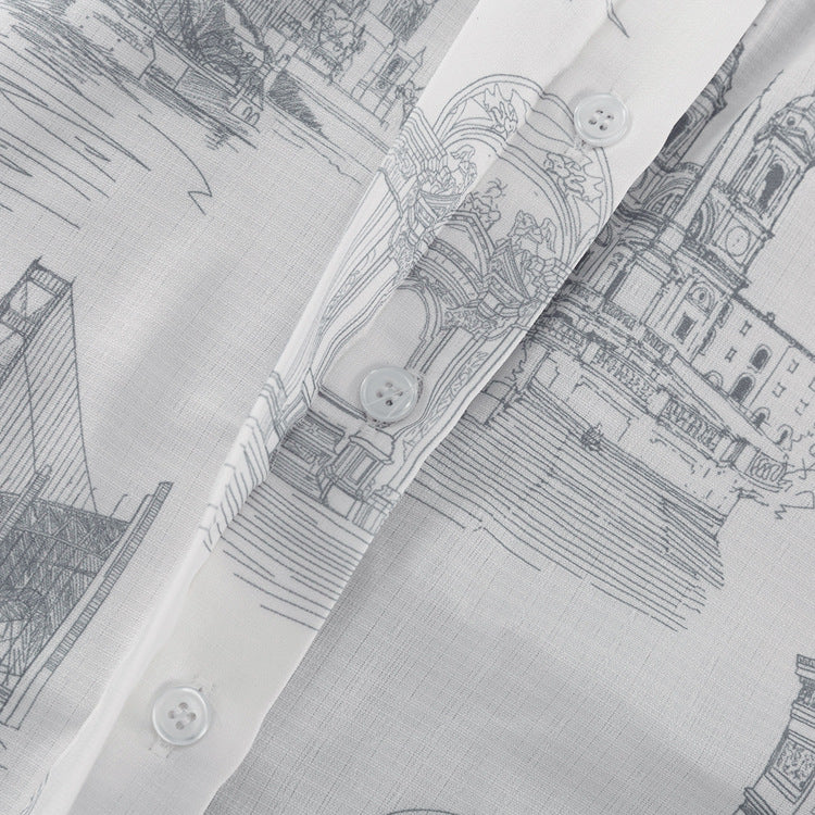 Women's Fashion Printed Short Sleeve Shirt Lace-Up Bodycon Skirt Two-Piece Suit 11