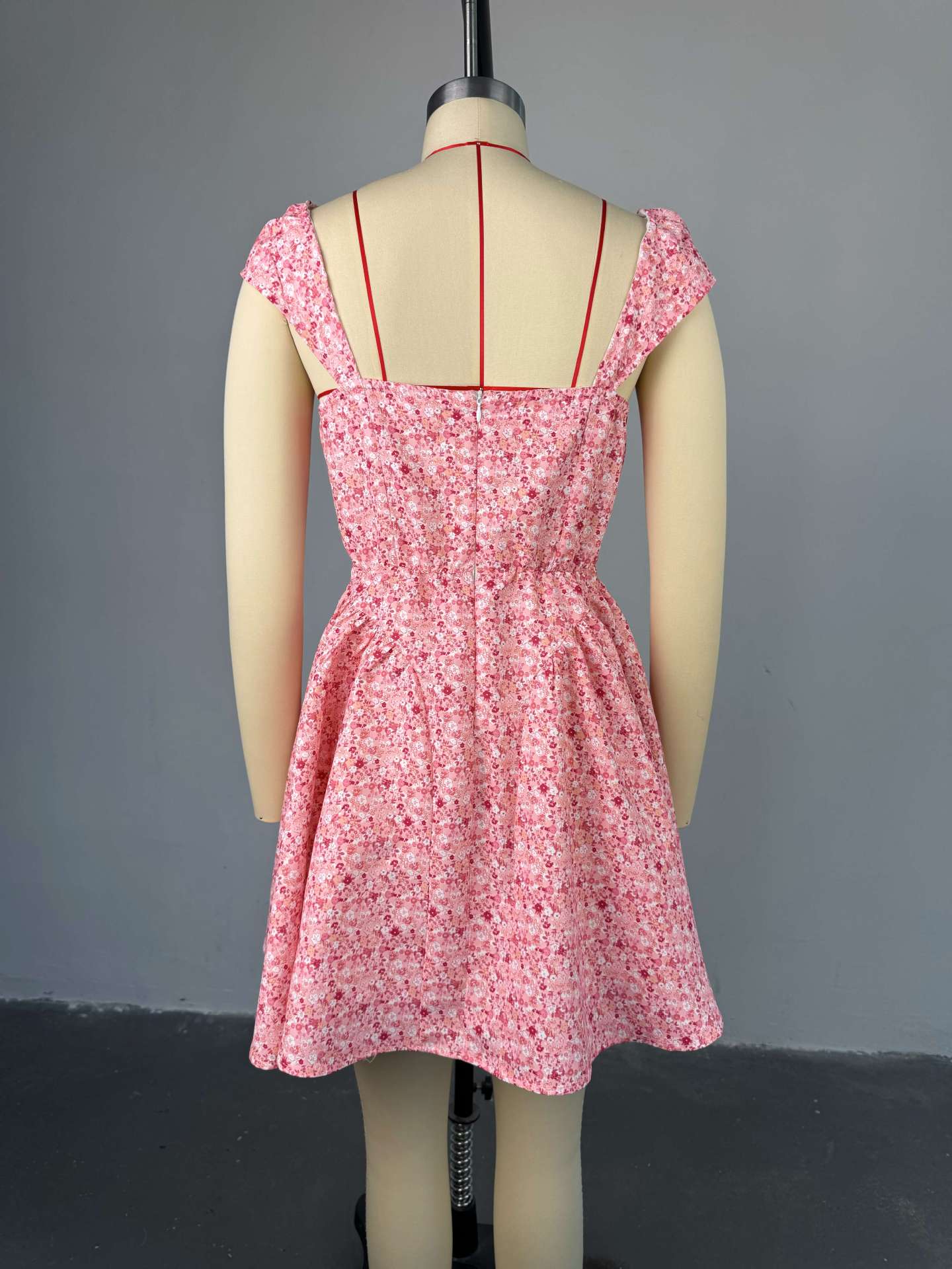 Women Summer Square Neck Printed Irregular Mini Dress 17