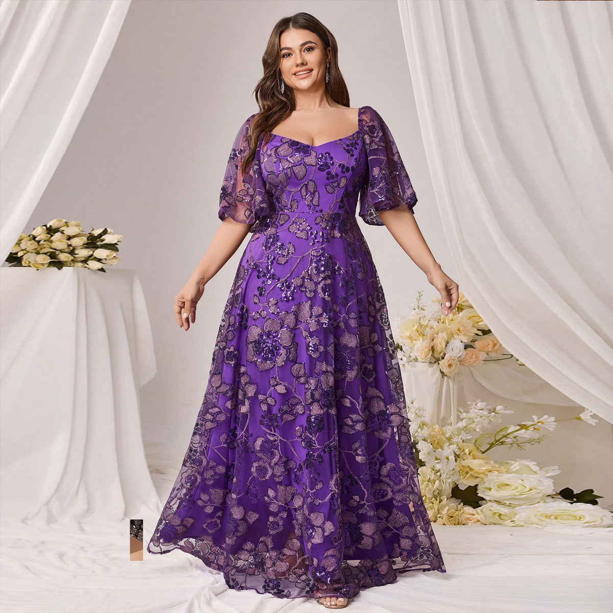 Plus-Size Women Sequin Print Dress 9