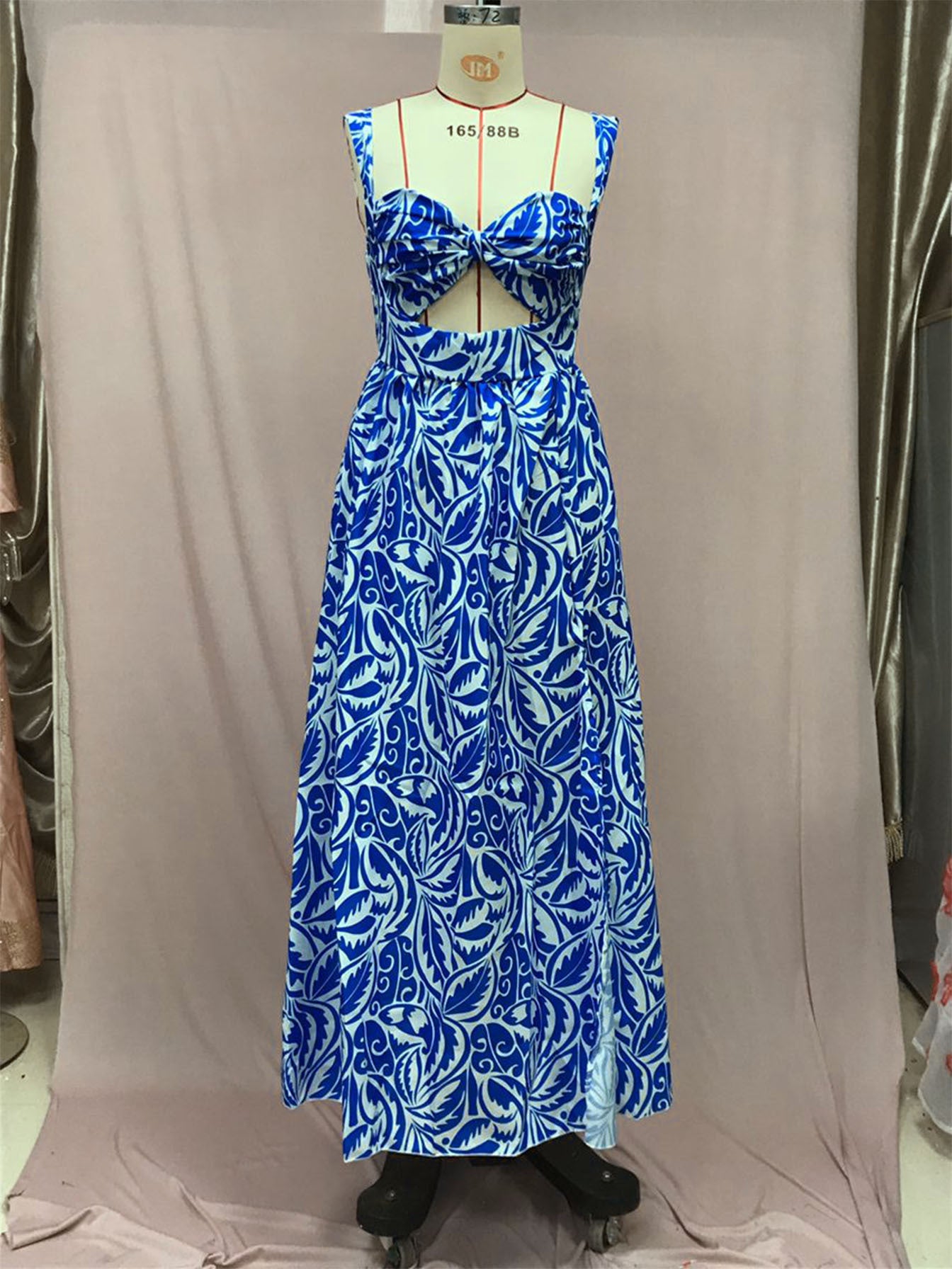 Women Summer Sexy Halter Print Slit Maxi Dress 5