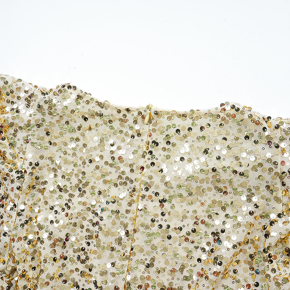 Sequin V-Neck Fashion Plus Size Dubai Elegant Long Gown 21