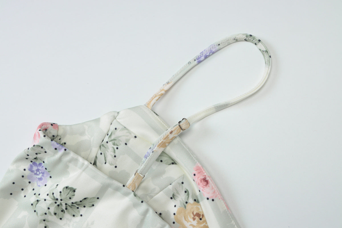 Summer Women's Chic Sexy Slim Waist Floral Strap Dress 14