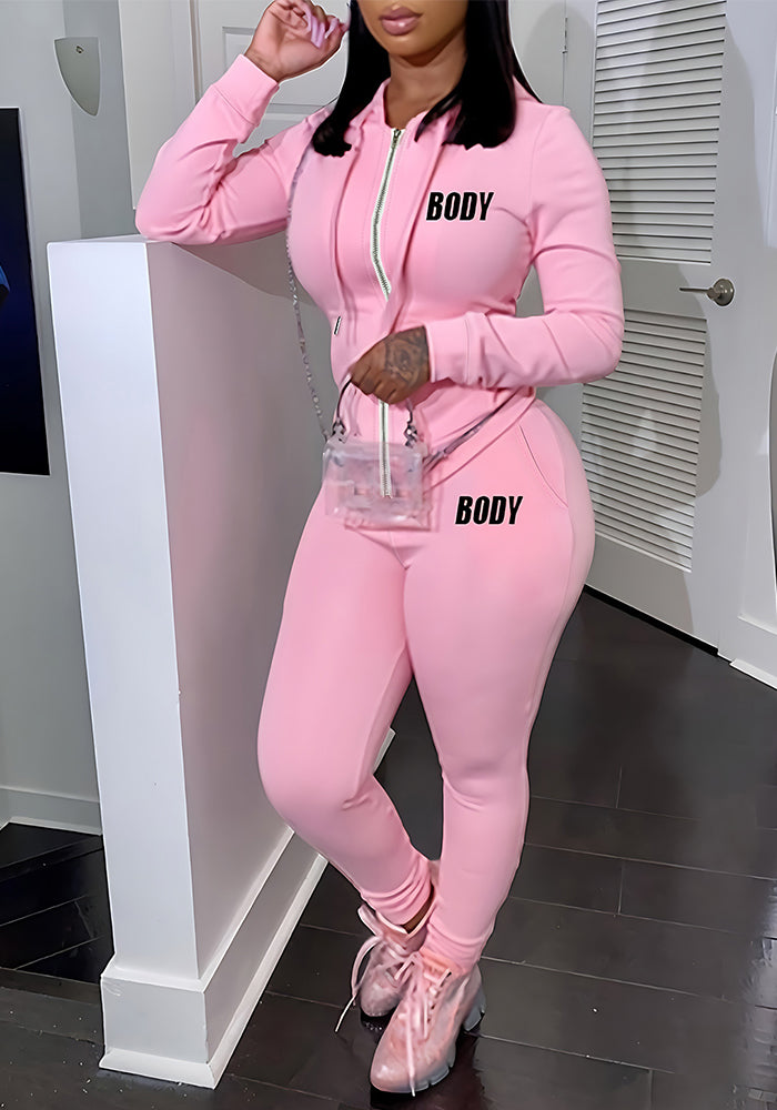 Women Printed Solid Top and Pants Sporty 2-Piece Set