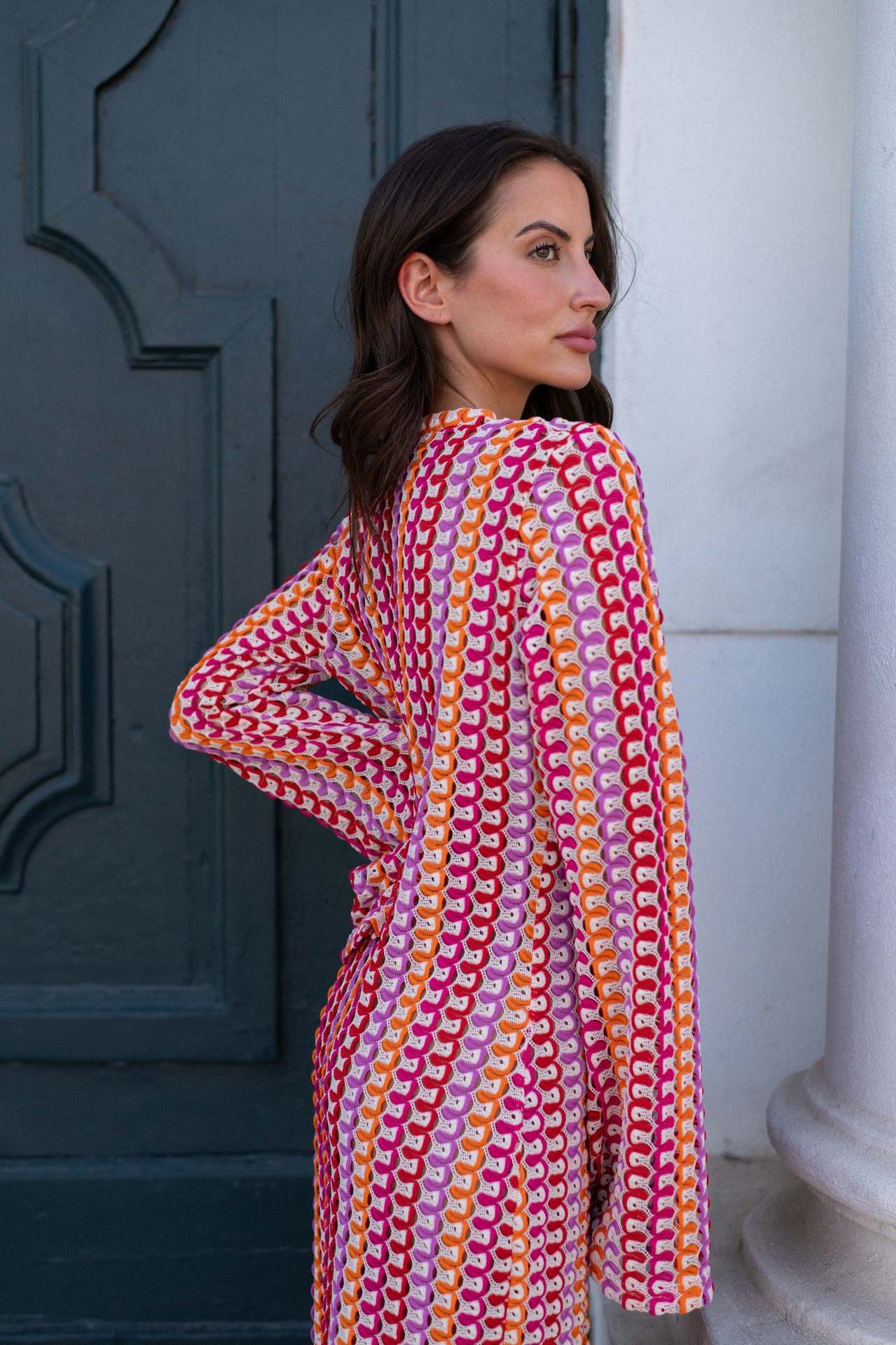 Contrast Lace Hollow Low-Slit Dress 11