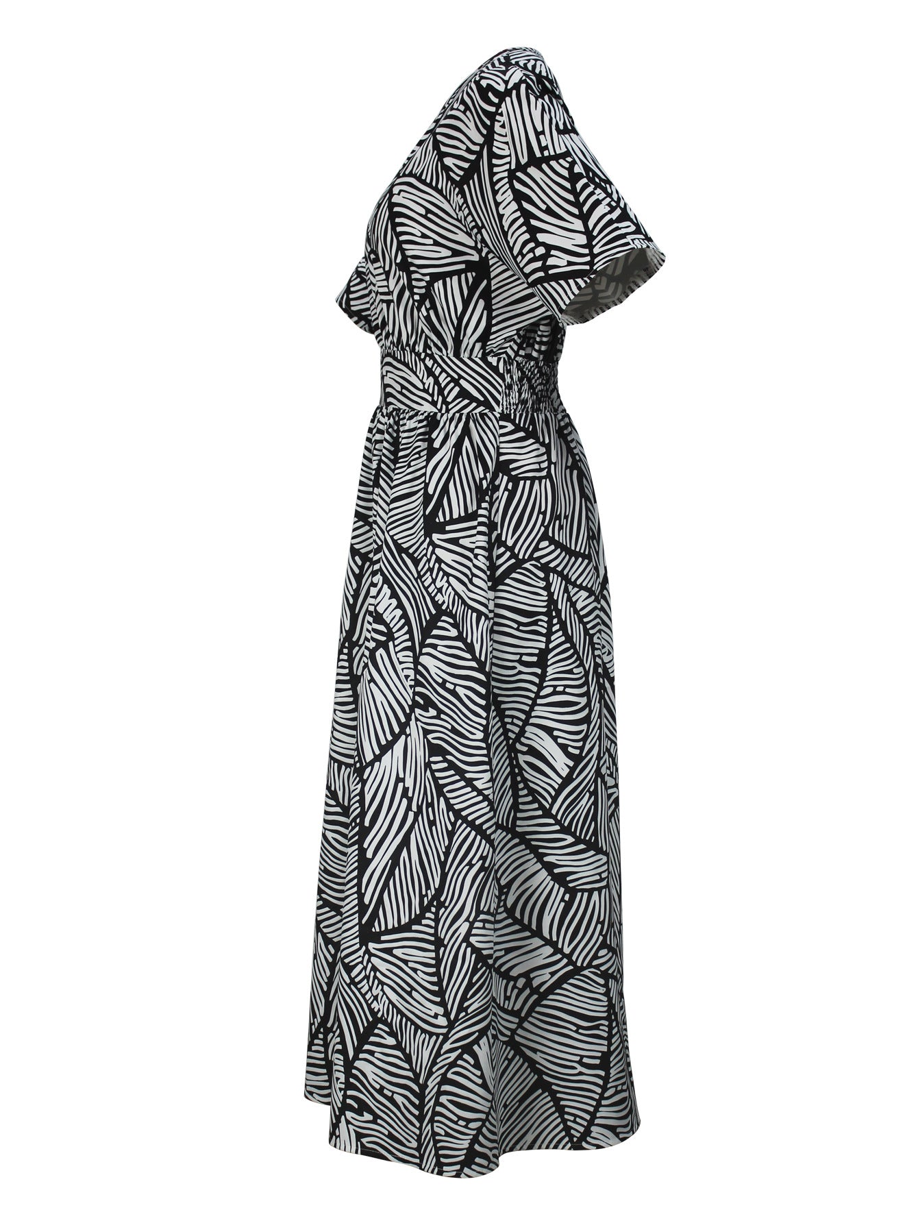 Fashionable V-Neck Black & White Contrast Dress Spring/Summer Women's Wear 7