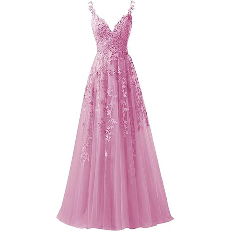 Women suspender tulle lace applique party ball evening dress（Processing time need 3-6 days） 20