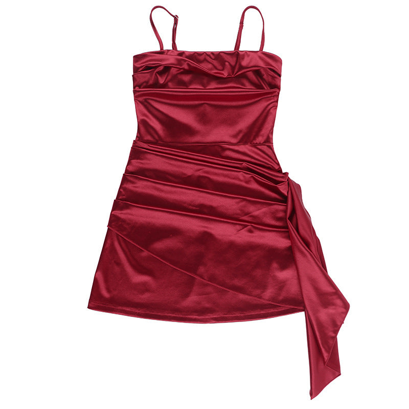 Solid Color Strap Mini Party Dress Cocktail Dress 14