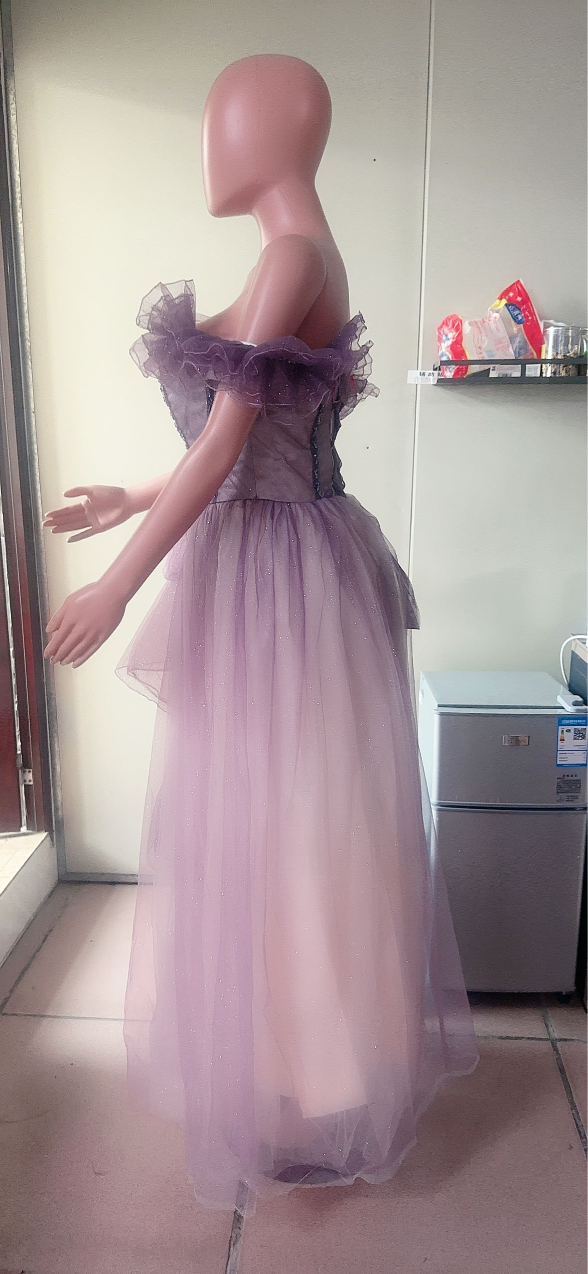 Purple Evening Dress Summer Women Off Shoulder Elegant Chic Long Cantata Dress（Processing time need 3-6 days） 5