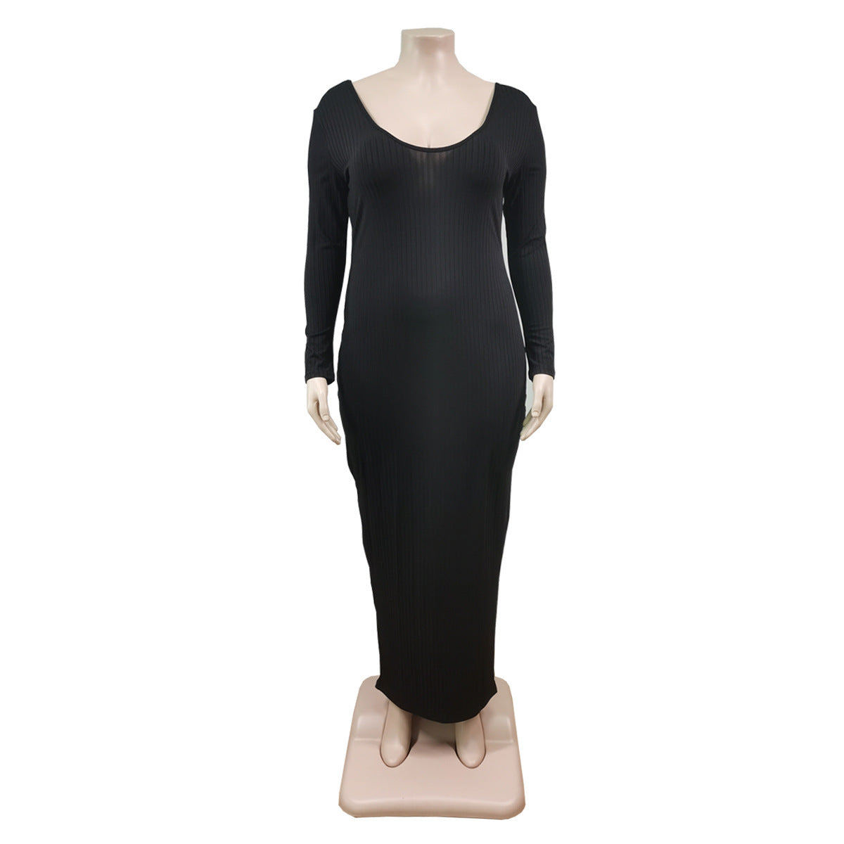 Plus Size Women Sexy Solid V-Neck Dress 18