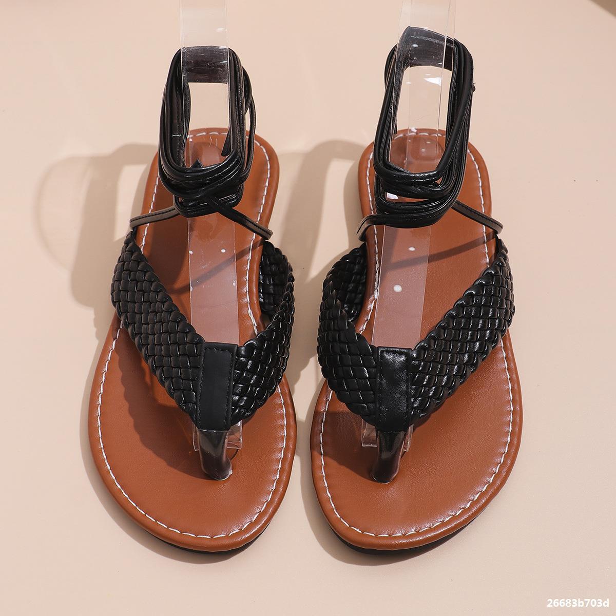 Women Roman summer flat cross Lace-Up hollow sandals 25