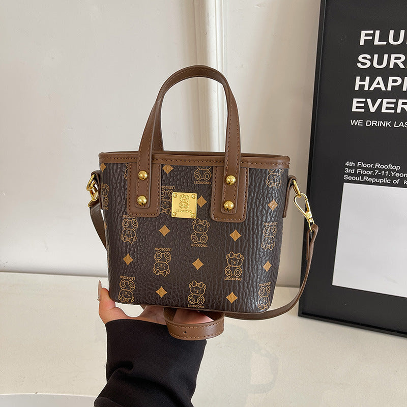 Women Popular Handbags Single Shoulder Bag Printed Bucket Bag Crossbody Bag 16