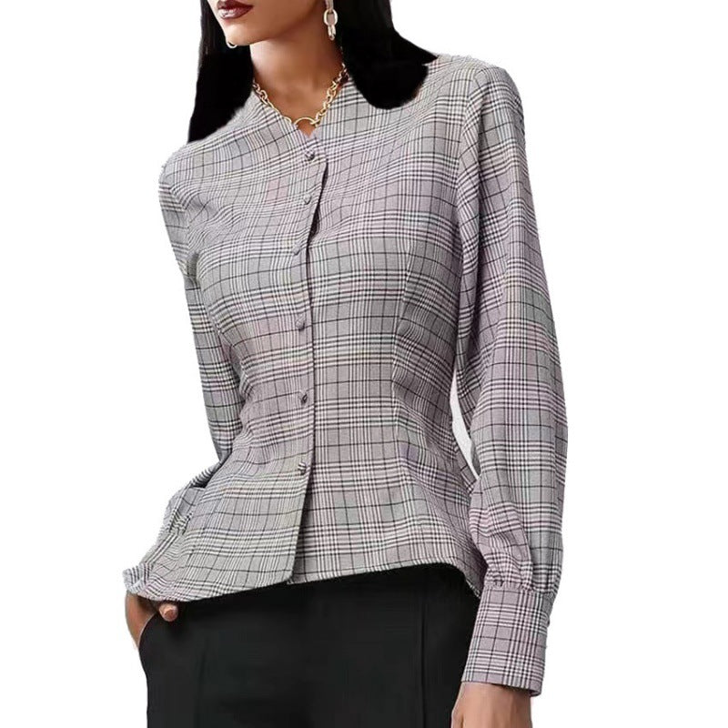 Autumn Winter Plaid Slim Fit Long Sleeve Shirt 7