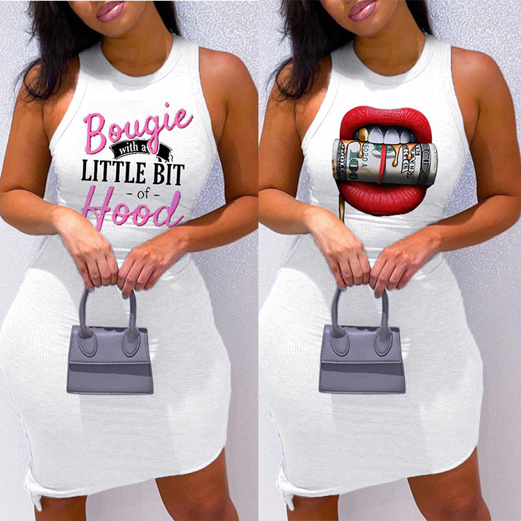 Slim Fit Ribbed print Sleeveless bodycon Dress 4