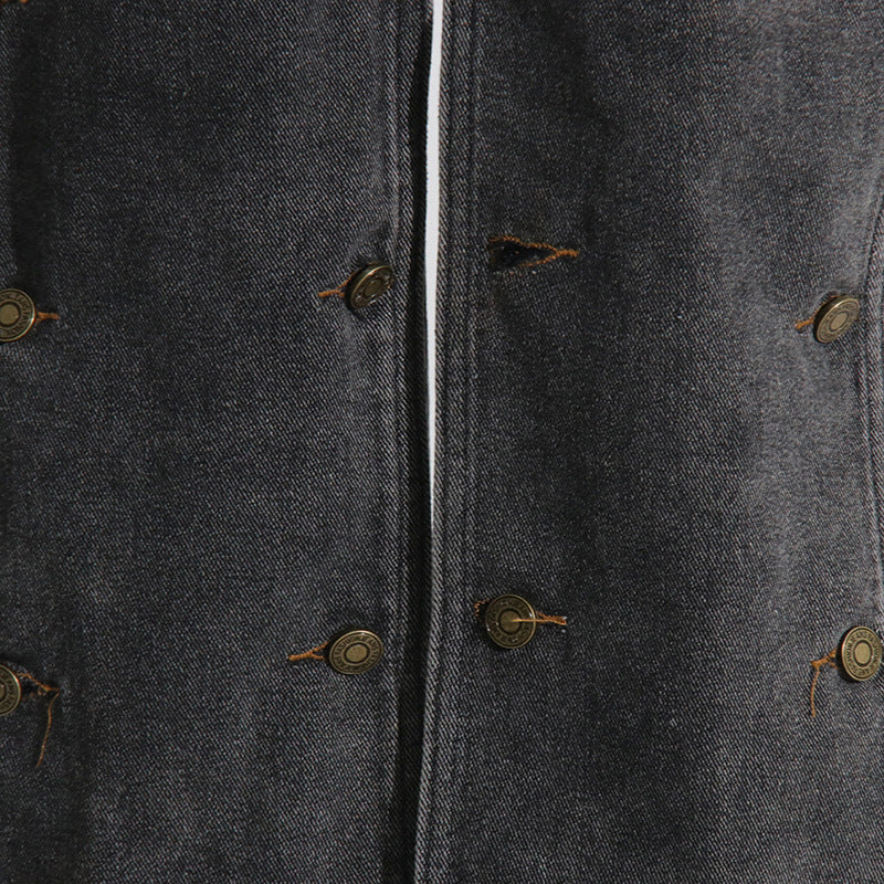 Autumn Street Trend Button Irregular Denim Pants High Waist Slim Fit Jeans 19