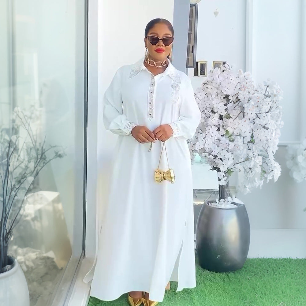 Africa Plus Size Women's Muslim Beaded Loose Dress 6