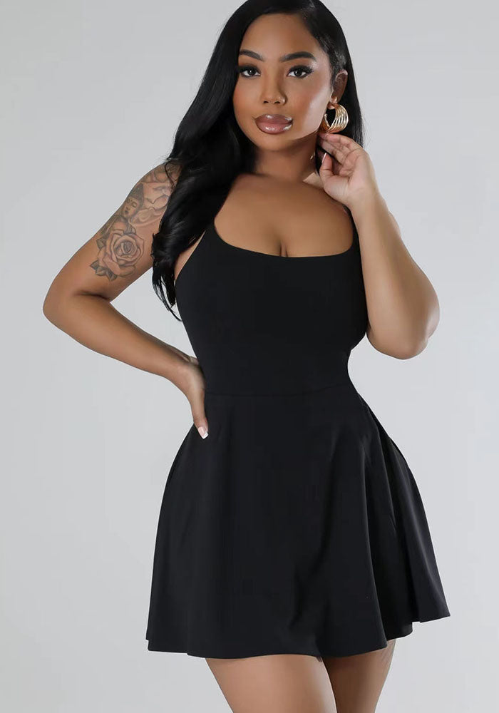 Women 's Spring Summer Fashionable And Sexy Chic Slim Waist Strap Solid Color Dress