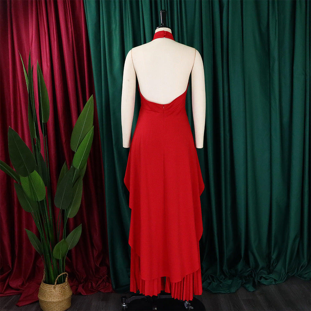 Women's OL Sleeveless Irregular Top Wide Leg Pants Two-Piece Suit 18