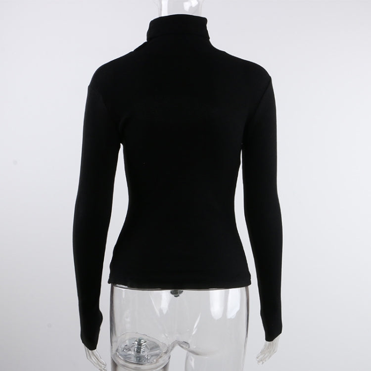 Winter Black Turtleneck Cut Out Knit Basic Top 7