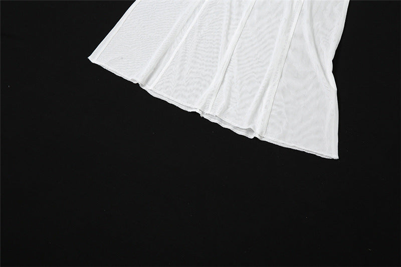 Women Off Shoulder Hollow Sexy See-Through Mesh Dress 24