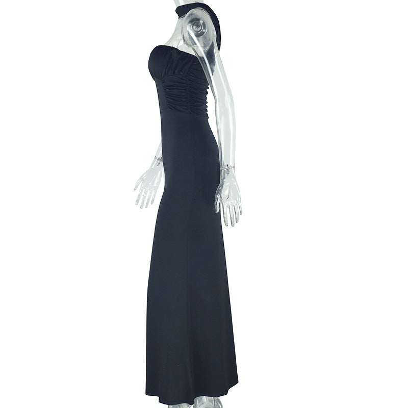 Women Solid Strapless Halter Neck Off-Shoulder Sleeveless Dress 11