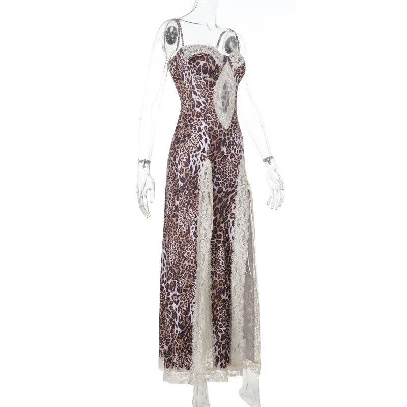 Summer Leopard Slit Strap Women's Dress 6