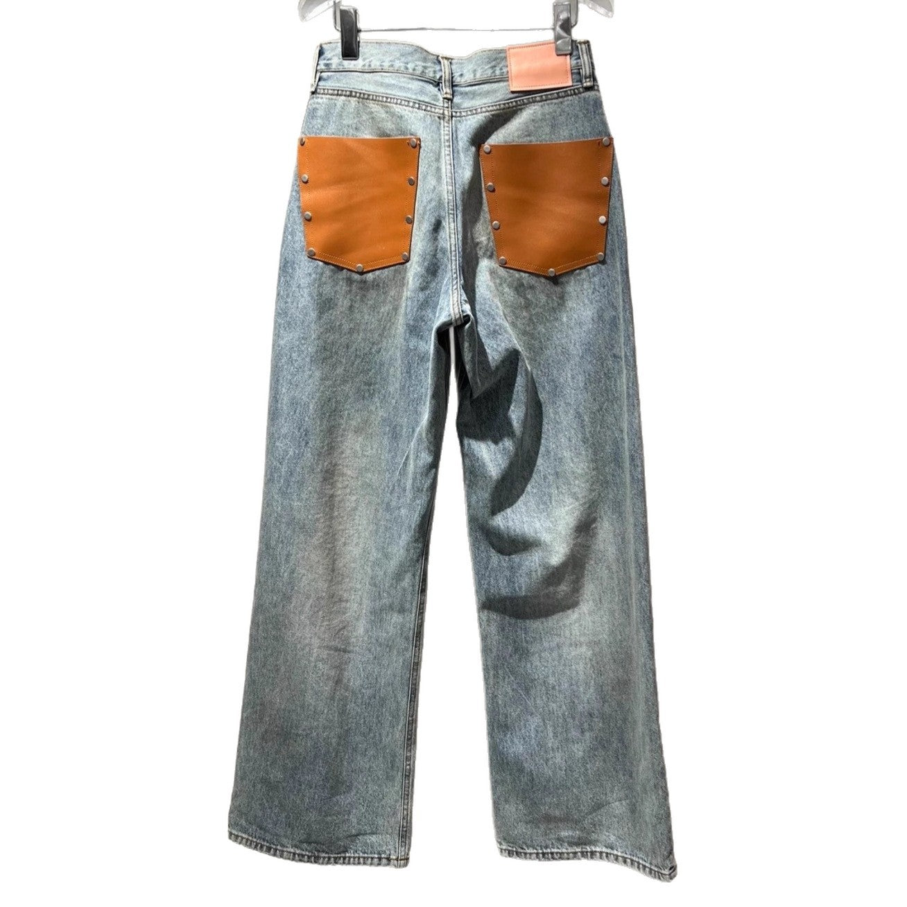 Women American Autumn Studded Patchwork Ink-Washed Denim Pant 6