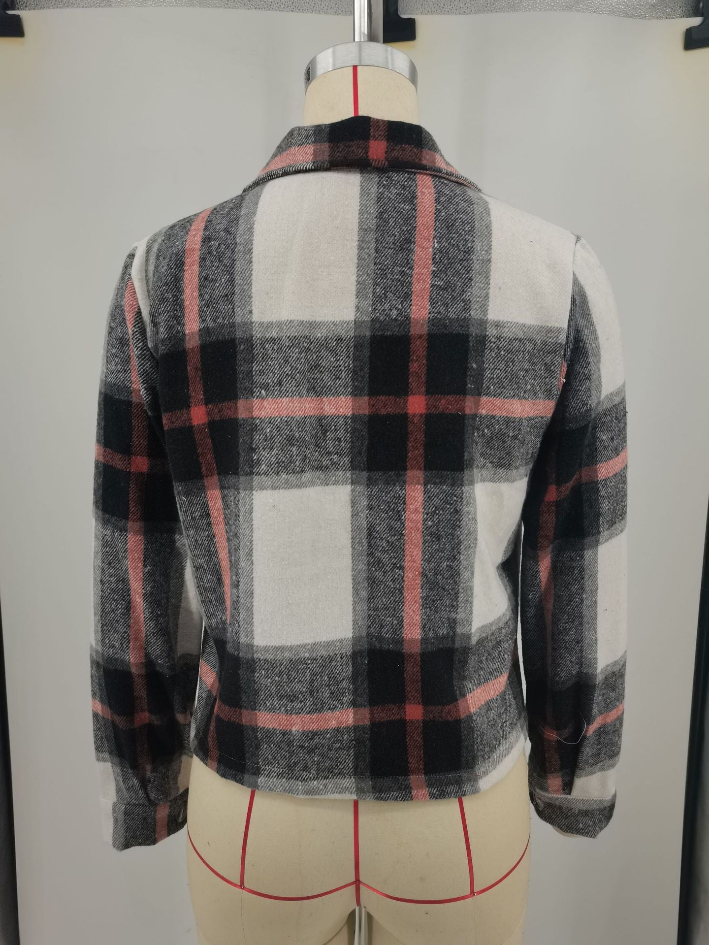 Women Autumn and Winter Plaid Crop Shirt Top 9