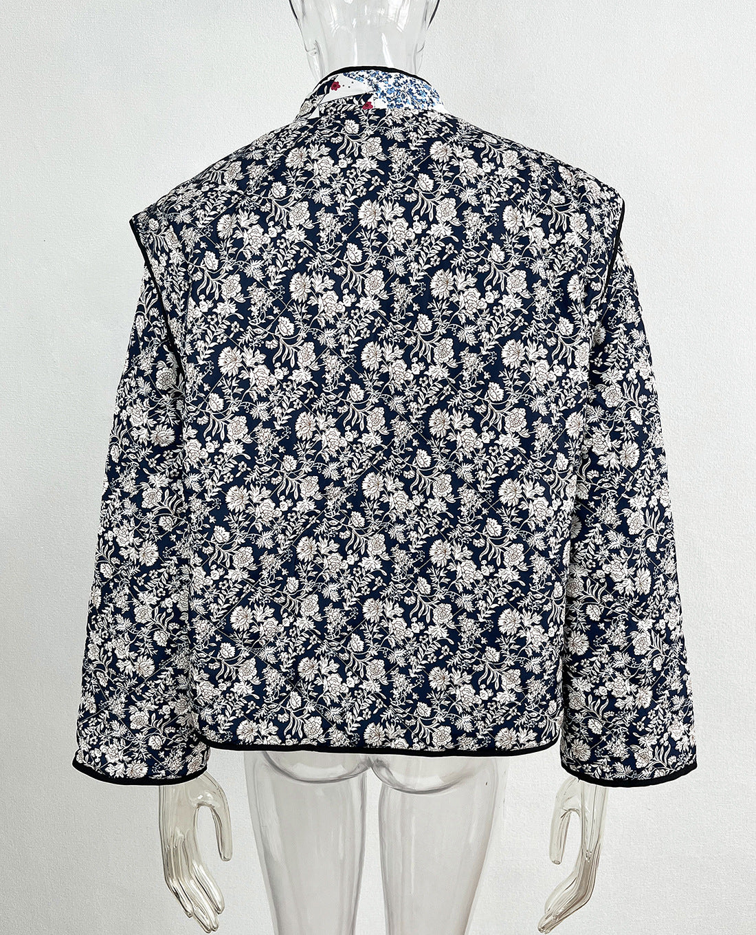 Women Padded Printed Long Sleeve Detachable Vest Jacket 11