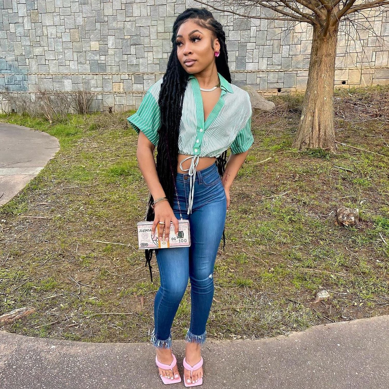 Summer Women Striped Short Sleeve Shirt