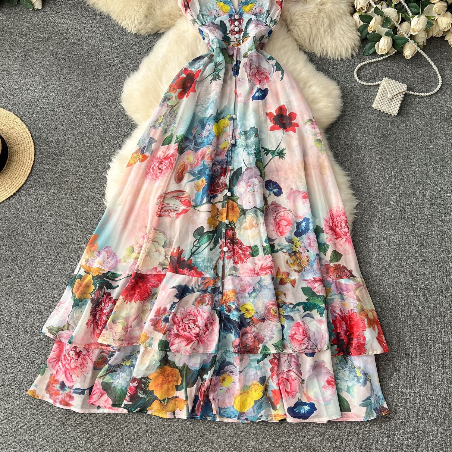 Women Holidays Sexy V Neckchiffon Ruffle Dress 21