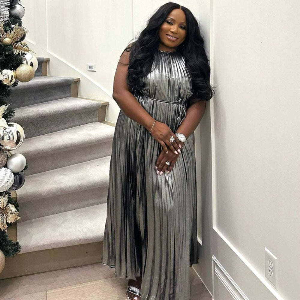 Women Sleeveless Pleated Dress