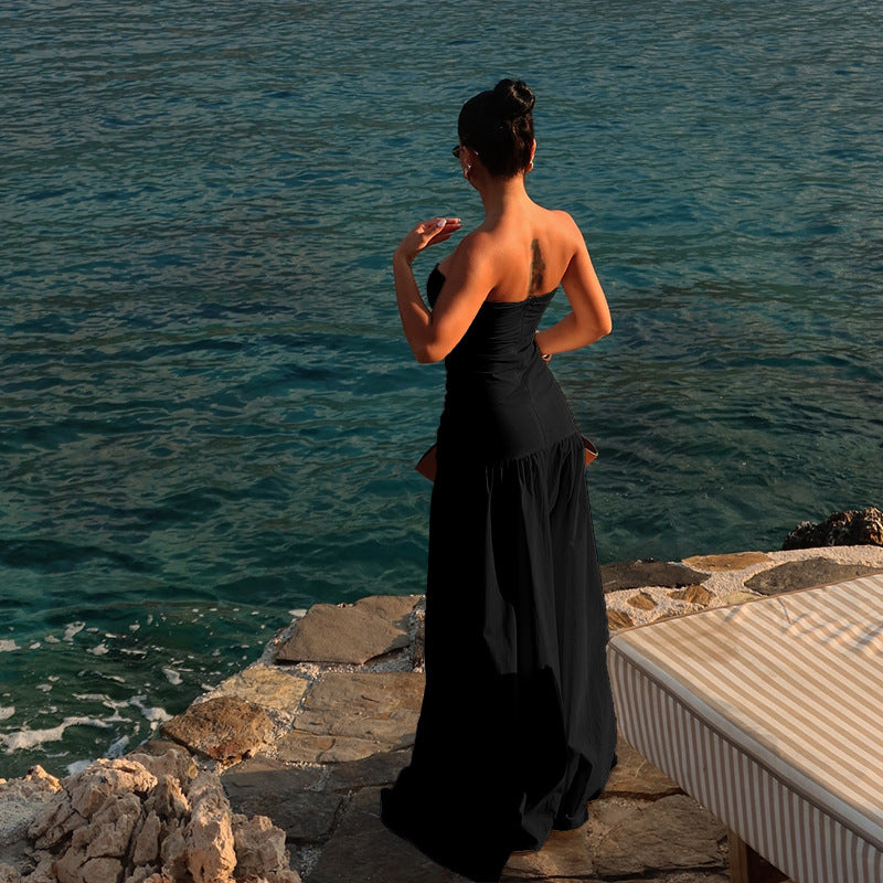 Women Summer Women Beach Holidays Strapless Hollow Dress 6