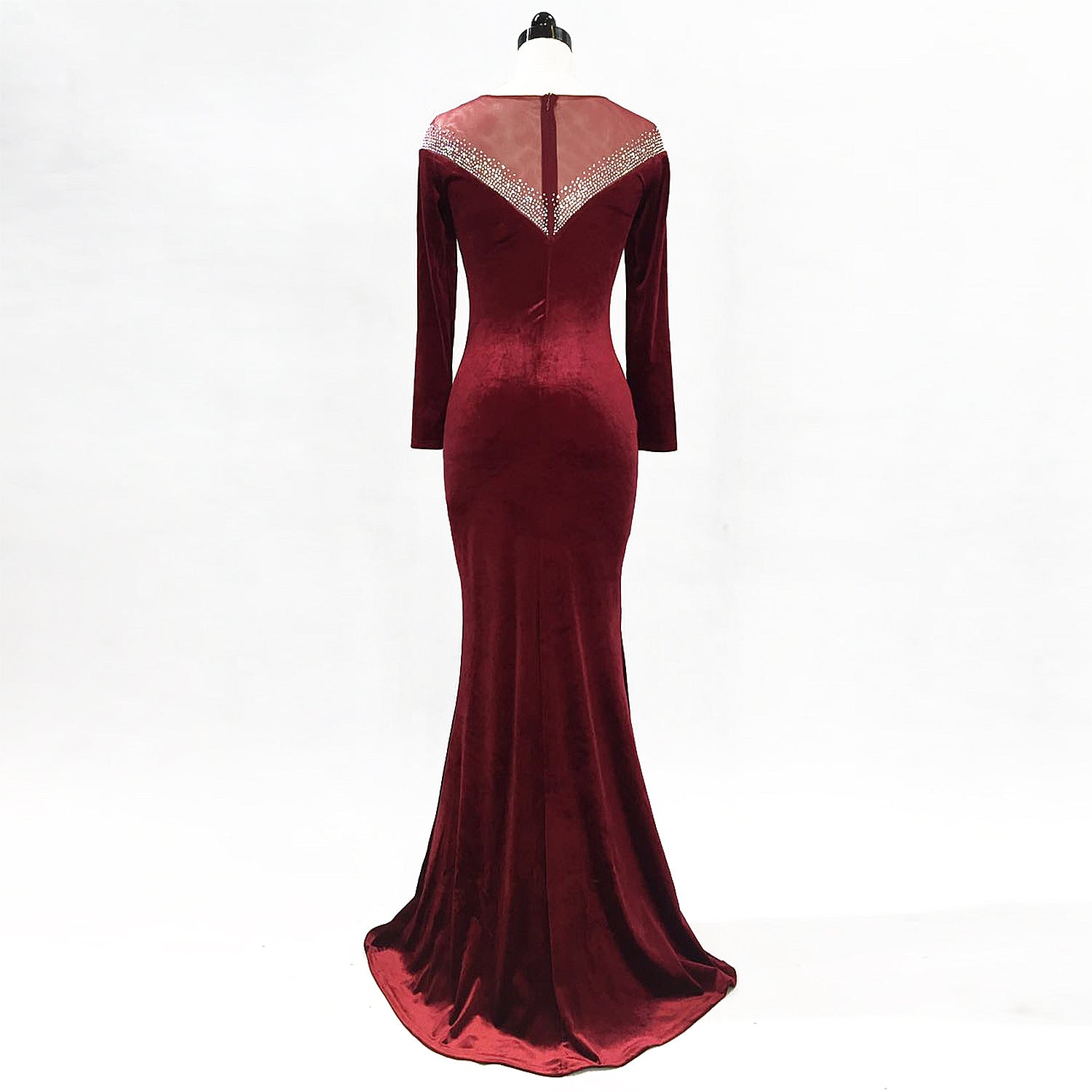 velvet Formal Party Evening Dress Winter Long Sleeve Corporate Annual Meeting Long Fishtail Party Dress 22