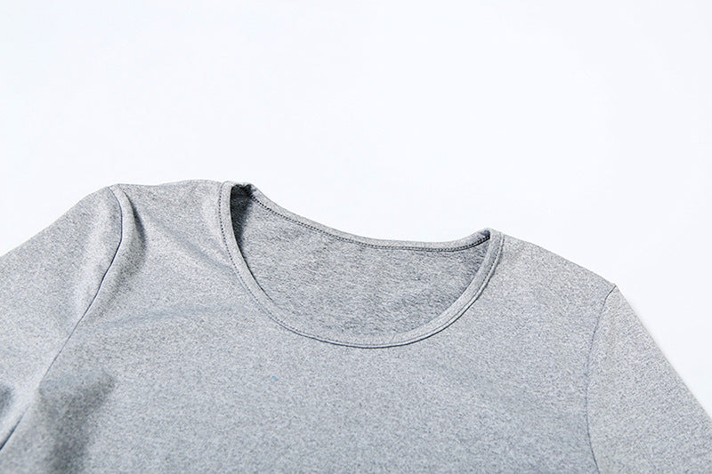 Spring Women Solid Round Neck Short Sleeve Bodysuit Sexy Slit Skirt Two-Piece Set 13