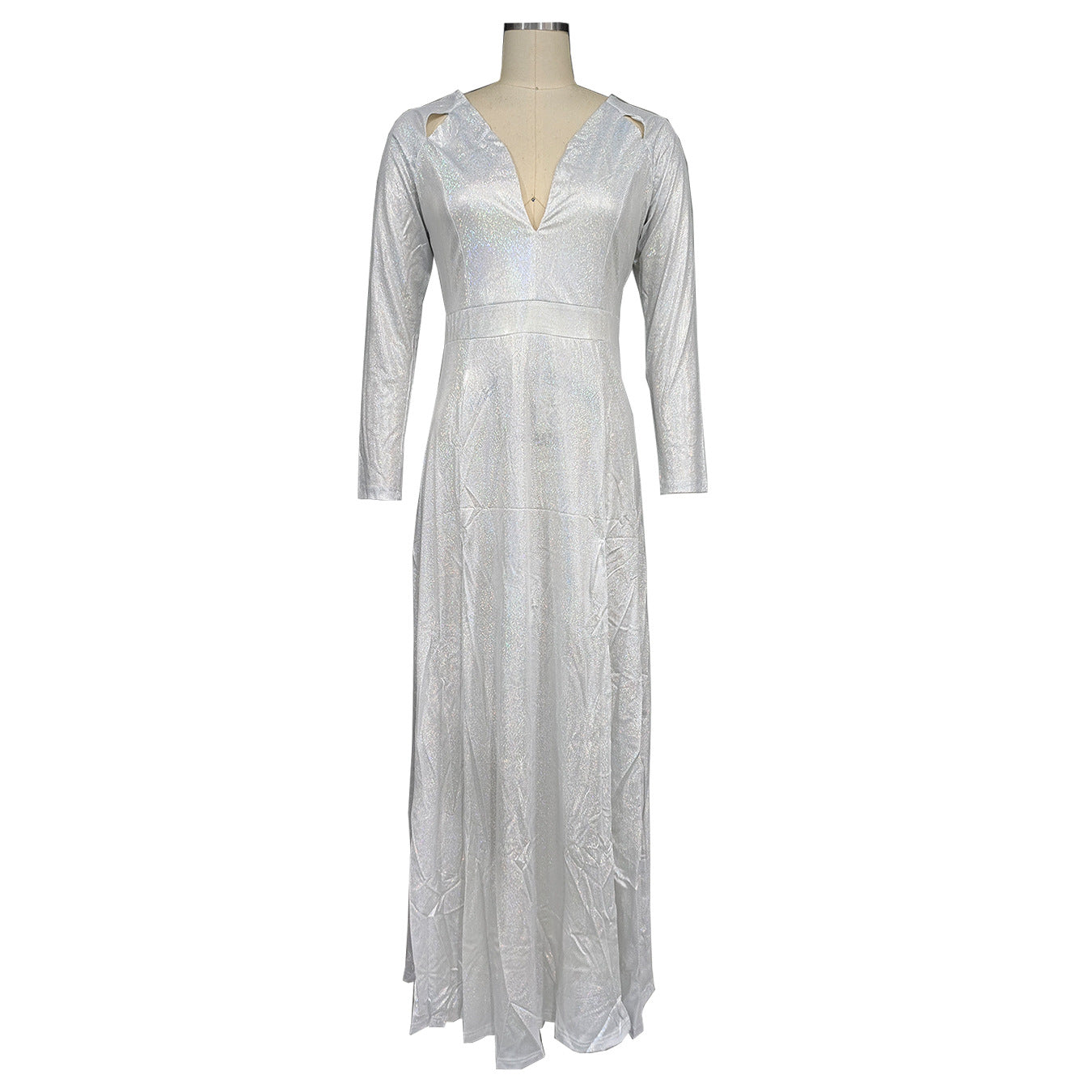 Women Sexy Slit Solid Sequin Maxi Dress 10