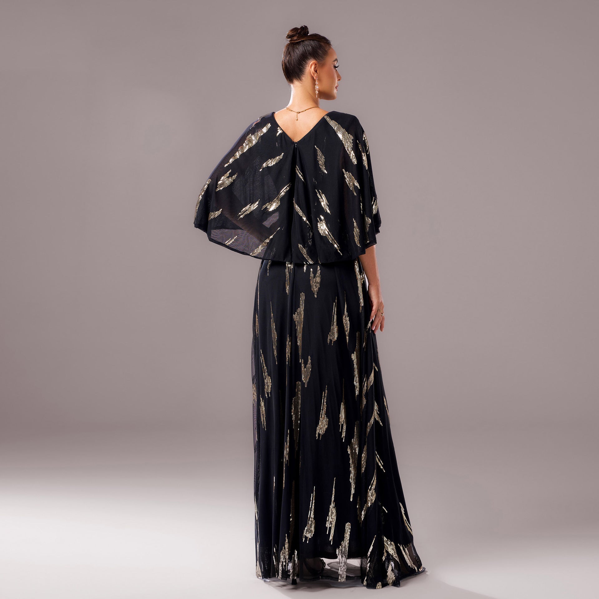 Women v-neck half-sleeve sequin formal party bodycon evening dress 4