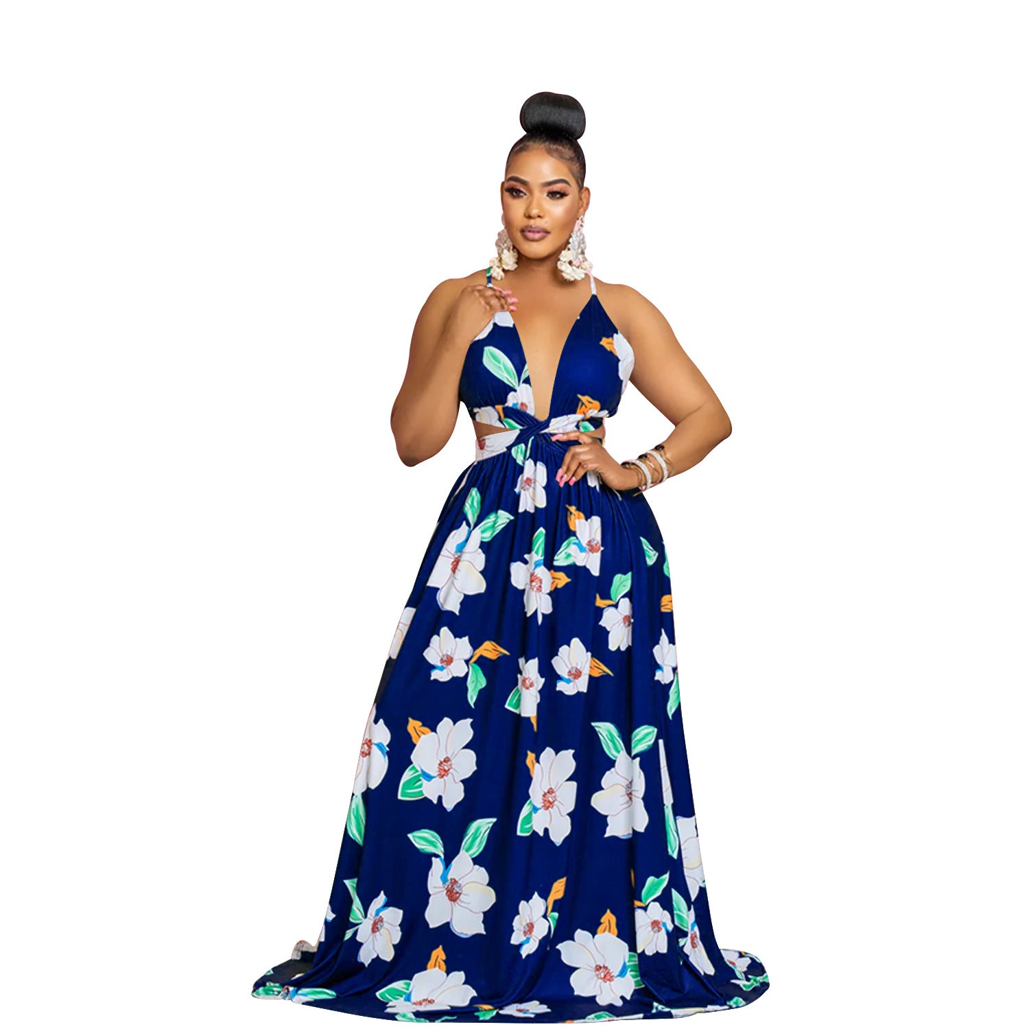 Women Summer Fashion Flower Print Sundress 6