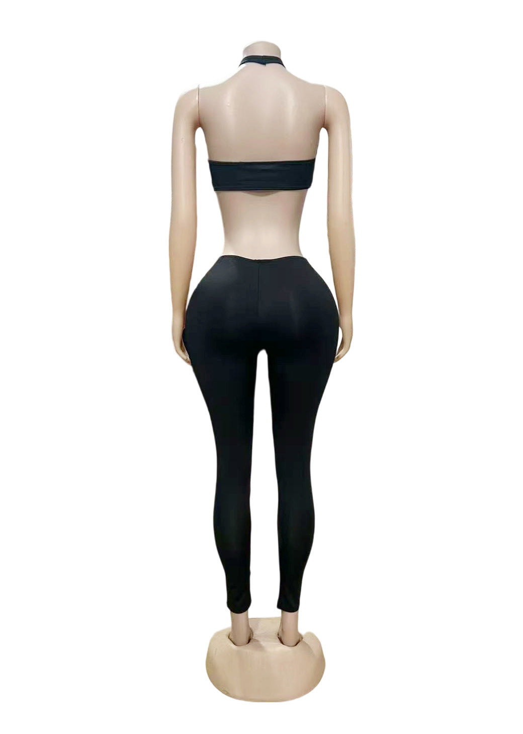 Women Sexy Strapless Halter Neck Top and Pants Two-Piece Set 6